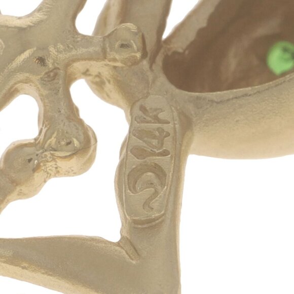 Yellow Gold Tsavorite Garnet Climbing Frog Pendant - 14k Round Amphibian - Picture 4 of 4